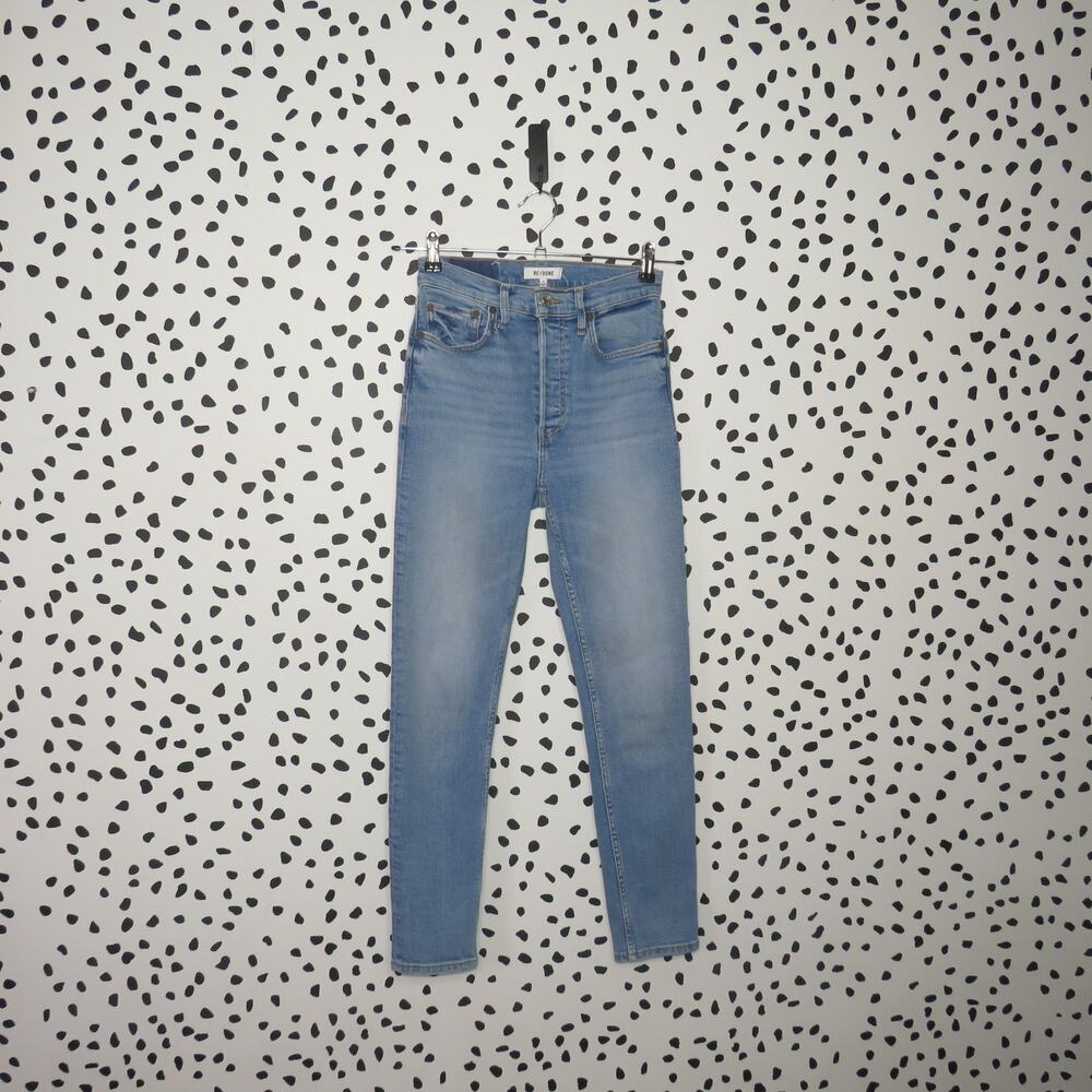 Re/Done Originals Light Wash Denim 90’s High Rise Skinny Ankle Crop Jeans - Picture 3 of 13